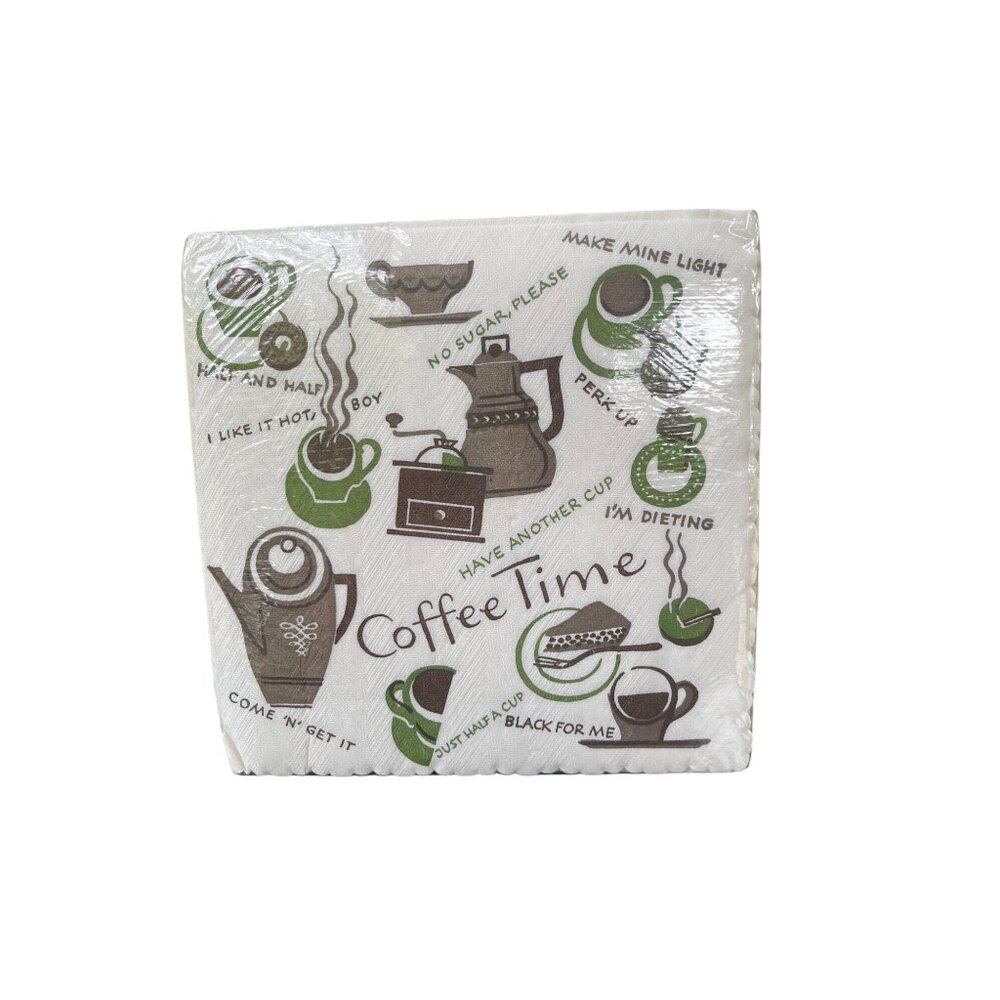 Vintage 20 Rust Craft Brownie Luncheon Napkins Coffee Time 6" Estate NEW NOS